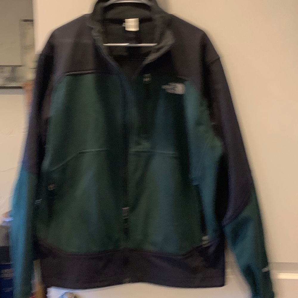Large black& green north face dry clean like new